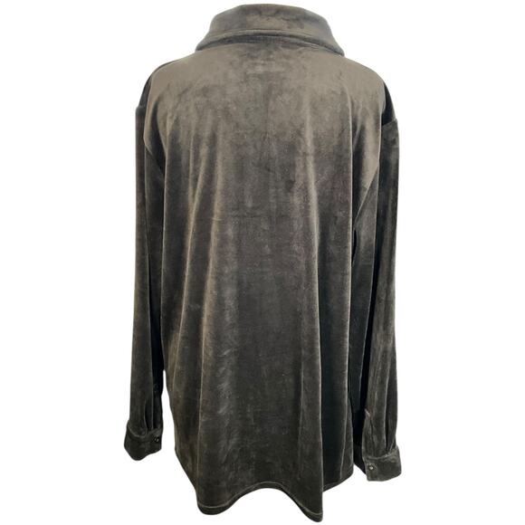 Calvin Klein Black Velvet Button Down Shirt XL Soft Stretch Long Sleeve Velour - Picture 2 of 11